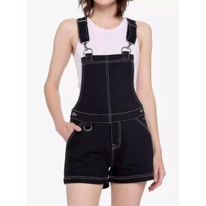 Hot Topic Black Contrast Stitch & Hardware Shortalls